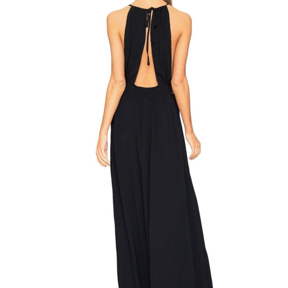 New Black Maxi side cutout/tie Halter dress - Picture 3 of 6